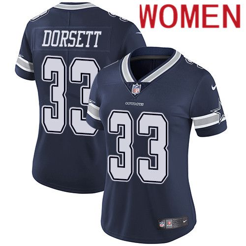 Women Dallas Cowboys 33 Tony Dorsett Nike Navy Vapor Limited NFL Jersey